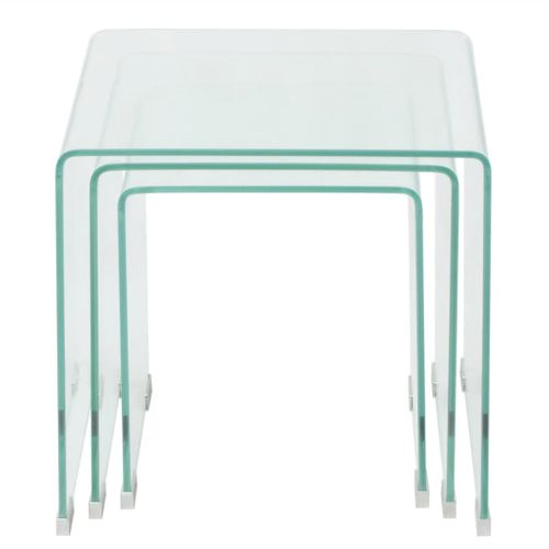 Ensemble De Tables Gigognes 3 Pièces Verre Trempé Transparent Transparent 02_0042141