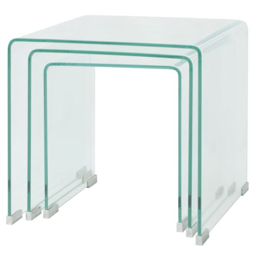Ensemble De Tables Gigognes 3 Pièces Verre Trempé Transparent Transparent 02_0042141