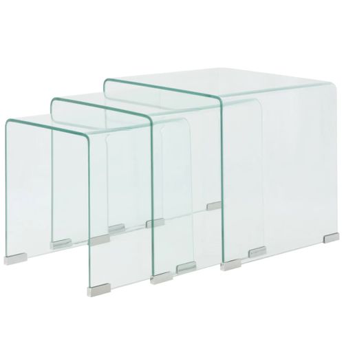 Ensemble De Tables Gigognes 3 Pièces Verre Trempé Transparent Transparent 02_0042141