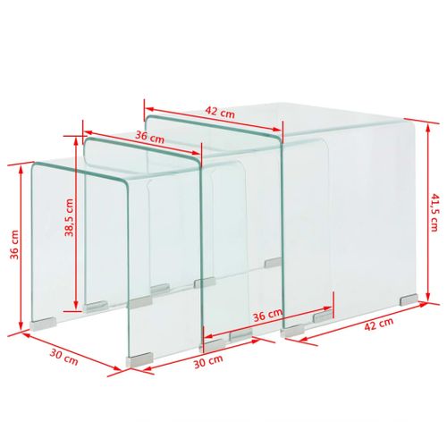 Ensemble De Tables Gigognes 3 Pièces Verre Trempé Transparent Transparent 02_0042141