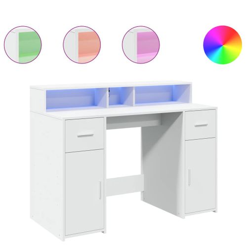 Bureau Table Poste De Travail Meuble D'ordinateur Informatique Étude Avec Lumières