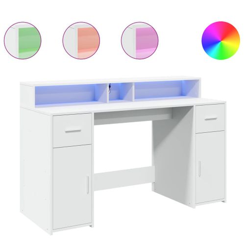 Bureau Table Poste De Travail Meuble D'ordinateur Informatique Étude Avec Lumières