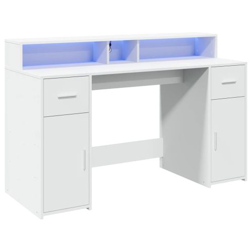 Bureau Table Poste De Travail Meuble D'ordinateur Informatique Étude Avec Lumières