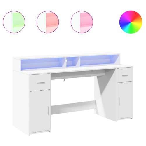 Bureau Table Poste De Travail Meuble D'ordinateur Informatique Étude Avec Lumières