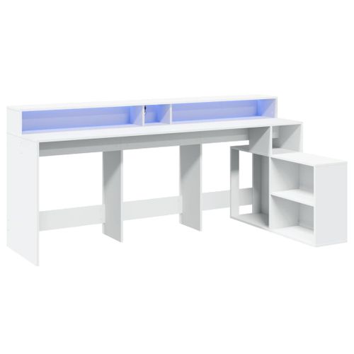 Bureau Table Poste De Travail Meuble D'ordinateur Informatique Étude Avec Lumières LED