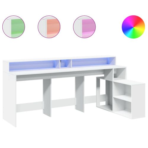 Bureau Table Poste De Travail Meuble D'ordinateur Informatique Étude Avec Lumières LED
