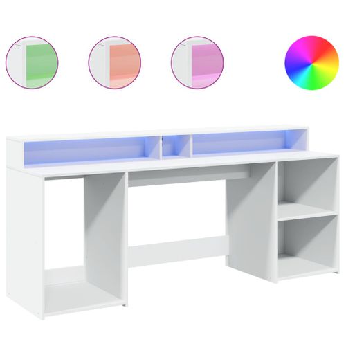 Bureau Table Poste De Travail Meuble D'ordinateur Informatique Étude Avec Lumières LED