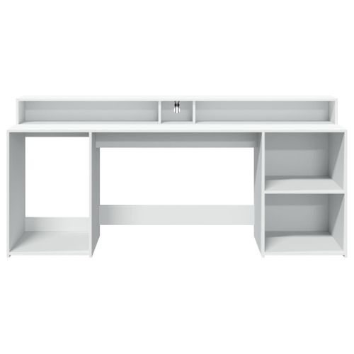 Bureau Table Poste De Travail Meuble D'ordinateur Informatique Étude Avec Lumières LED