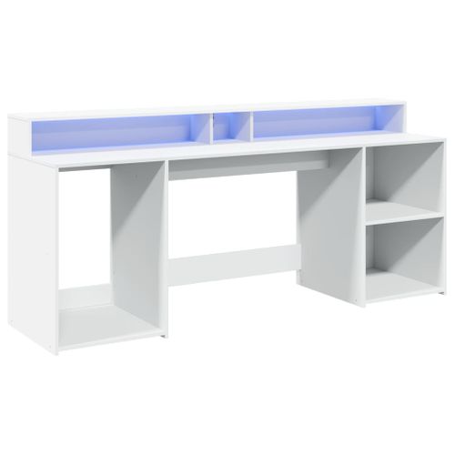 Bureau Table Poste De Travail Meuble D'ordinateur Informatique Étude Avec Lumières LED