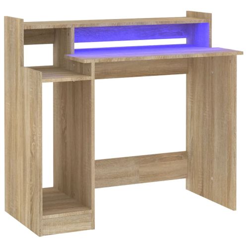 Bureau Table Poste De Travail Meuble D'ordinateur Informatique Étude Avec Lumières