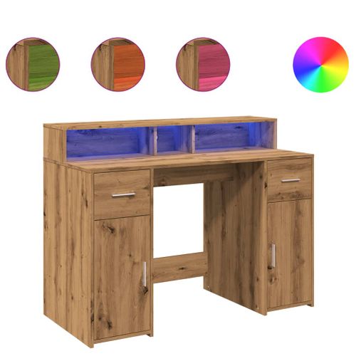 Bureau Table Poste De Travail Meuble D'ordinateur Informatique Étude Avec Lumières Le