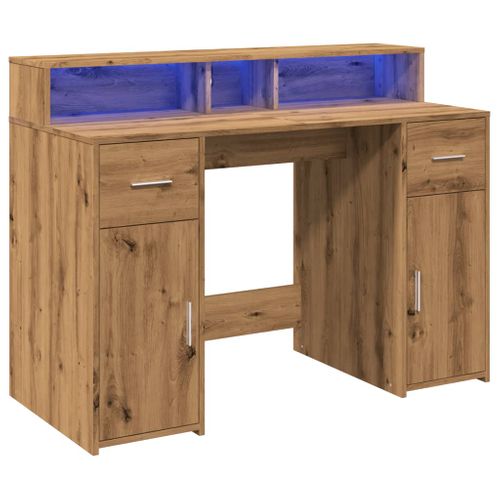 Bureau Table Poste De Travail Meuble D'ordinateur Informatique Étude Avec Lumières Le