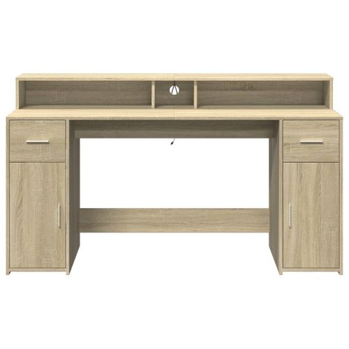 Bureau Table Poste De Travail Meuble D'ordinateur Informatique Étude Avec Lumières LED