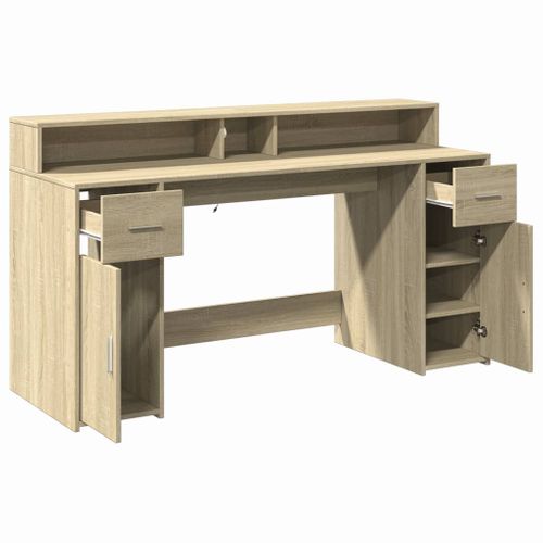 Bureau Table Poste De Travail Meuble D'ordinateur Informatique Étude Avec Lumières LED