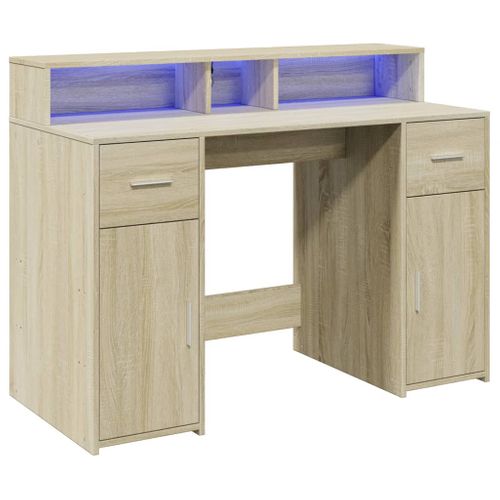 Bureau Table Poste De Travail Meuble D'ordinateur Informatique Étude Avec Lumières