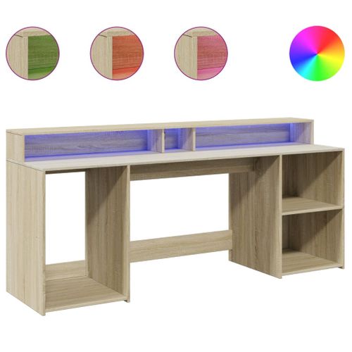 Bureau Table Poste De Travail Meuble D'ordinateur Informatique Étude Avec Lumières