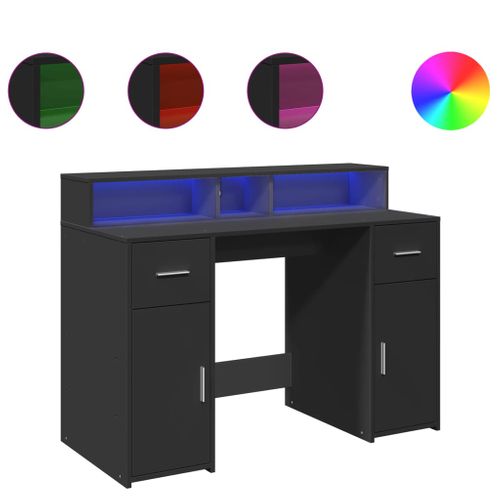 Bureau Table Poste De Travail Meuble D'ordinateur Informatique Étude Avec Lumières