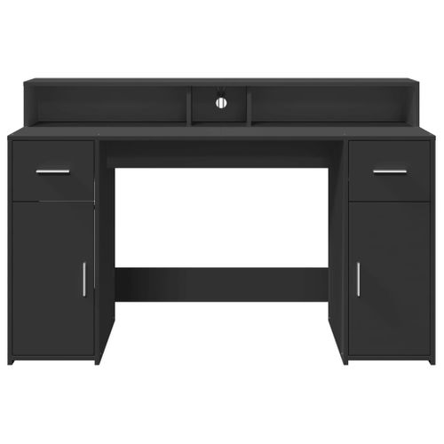Bureau Table Poste De Travail Meuble D'ordinateur Informatique Étude Avec Lumières LED 140 X 55 X 91