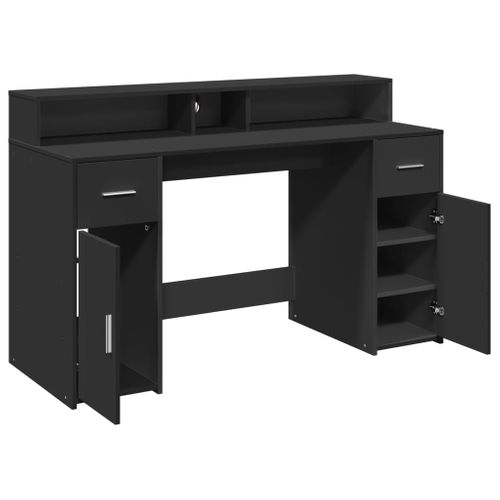 Bureau Table Poste De Travail Meuble D'ordinateur Informatique Étude Avec Lumières LED 140 X 55 X 91