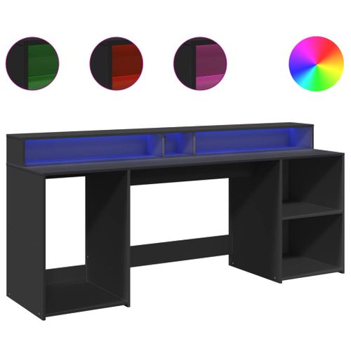 Bureau Table Poste De Travail Meuble D'ordinateur Informatique Étude Avec Lumières LED