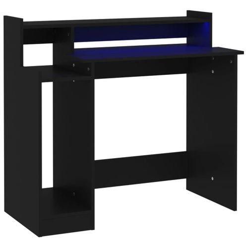 Bureau Table Poste De Travail Meuble D'ordinateur Informatique Étude Avec Lumières LED