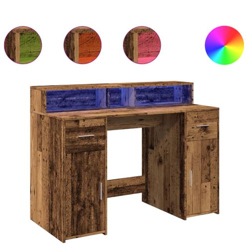 Bureau Table Poste De Travail Meuble D'ordinateur Informatique Étude Avec Lumières
