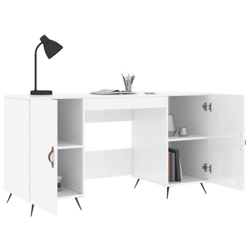 Bureau Table Poste De Travail Meuble D'ordinateur Informatique Étude Brillant 140 X 50 X 75 Cm