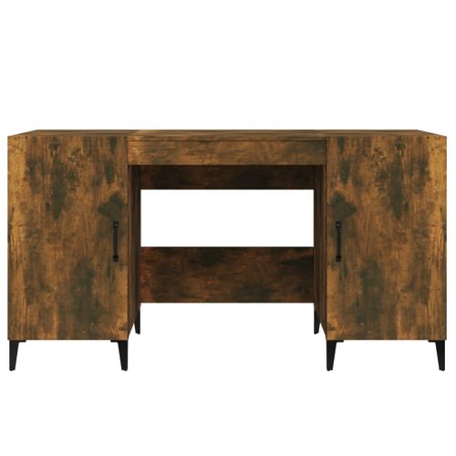 Bureau Table Poste De Travail Meuble D'ordinateur Informatique Étude Chêne Fumé 140 X 50 X 75 Cm