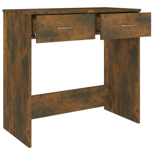 Bureau Table Poste De Travail Meuble D'ordinateur Informatique Étude Chêne Fumé 80 X 40 X 75 Cm