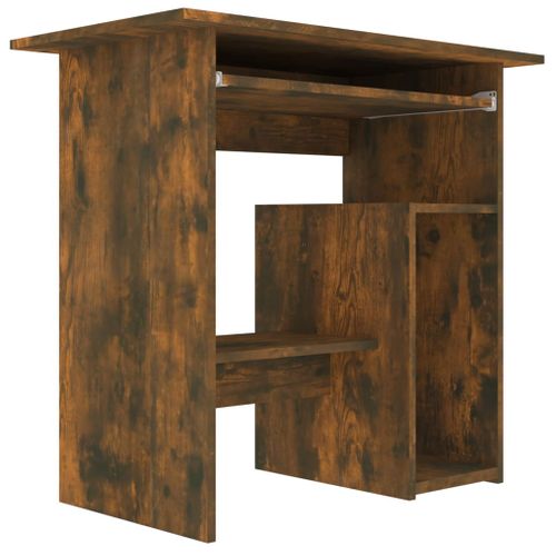 Bureau Table Poste De Travail Meuble D'ordinateur Informatique Étude Chêne Fumé 80 X 45 X 74 Cm