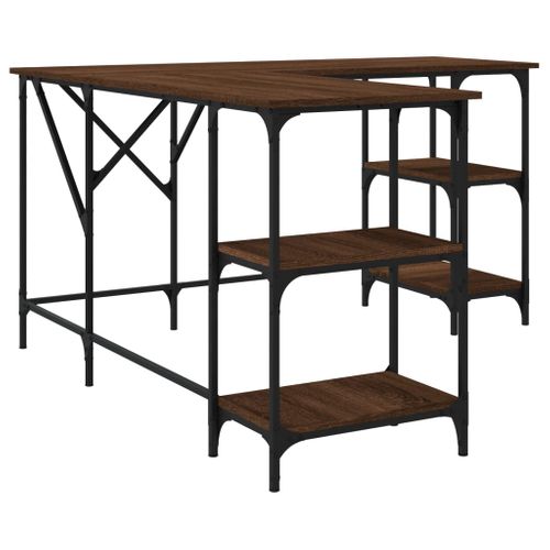 Bureau Table Poste De Travail Meuble D'ordinateur Informatique Étude Chêne 139 X 139