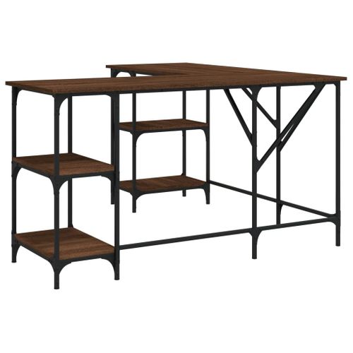 Bureau Table Poste De Travail Meuble D'ordinateur Informatique Étude Chêne 139 X 139