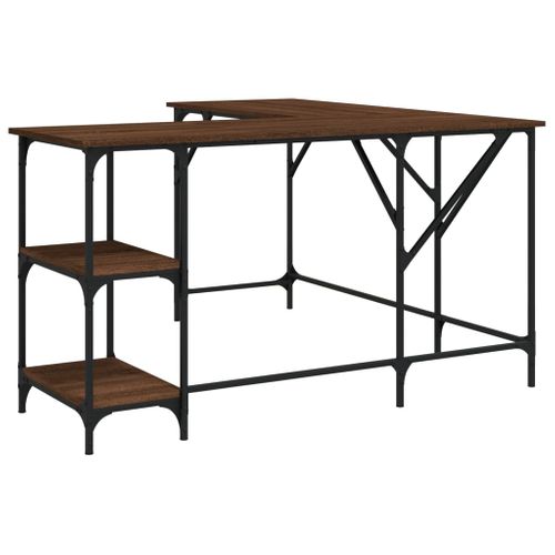 Bureau Table Poste De Travail Meuble D'ordinateur Informatique Étude Chêne 139 X 139