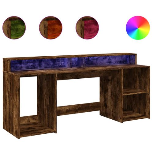 Bureau Table Poste De Travail Meuble D'ordinateur Informatique Étude Et Lumières LED