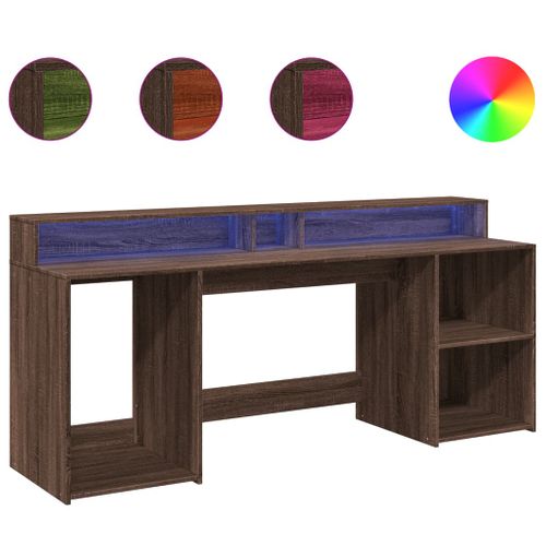 Bureau Table Poste De Travail Meuble D'ordinateur Informatique Étude Et Lumières LED