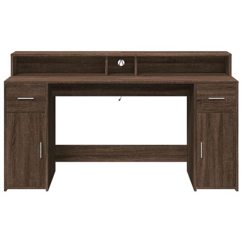 Bureau Table Poste De Travail Meuble D'ordinateur Informatique Étude Et Lumières LED