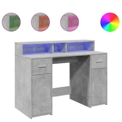 Bureau Table Poste De Travail Meuble D'ordinateur Informatique Étude Et Lumières LED