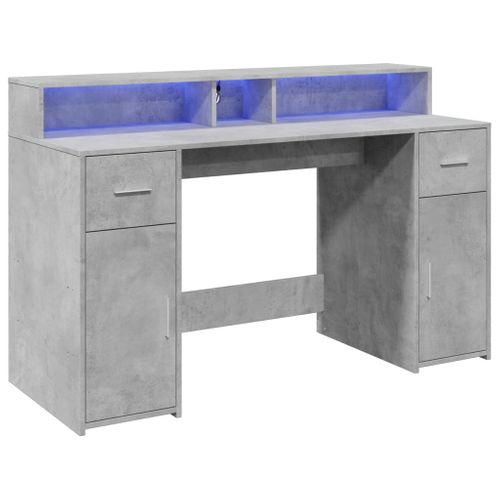 Bureau Table Poste De Travail Meuble D'ordinateur Informatique Étude Et Lumières LED