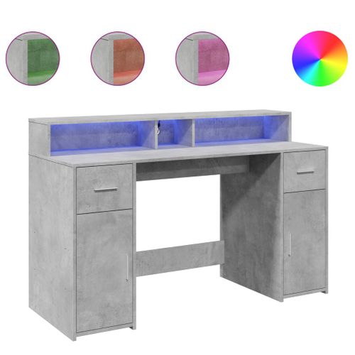 Bureau Table Poste De Travail Meuble D'ordinateur Informatique Étude Et Lumières LED