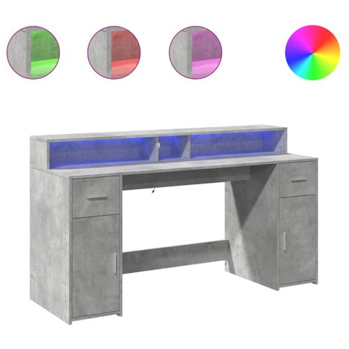 Bureau Table Poste De Travail Meuble D'ordinateur Informatique Étude Et Lumières LED