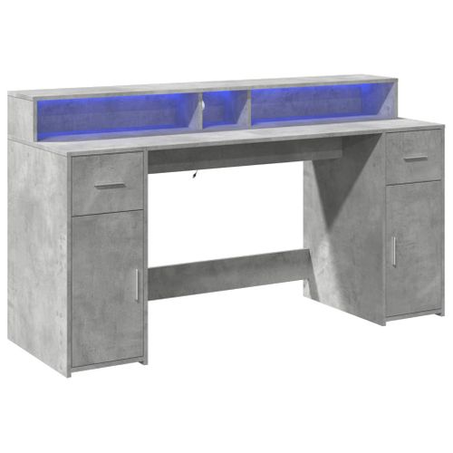 Bureau Table Poste De Travail Meuble D'ordinateur Informatique Étude Et Lumières LED