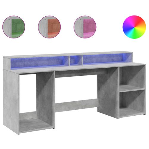 Bureau Table Poste De Travail Meuble D'ordinateur Informatique Étude Et Lumières LED
