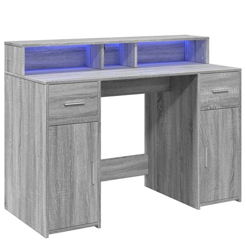Bureau Table Poste De Travail Meuble D'ordinateur Informatique Étude Et Lumières LED