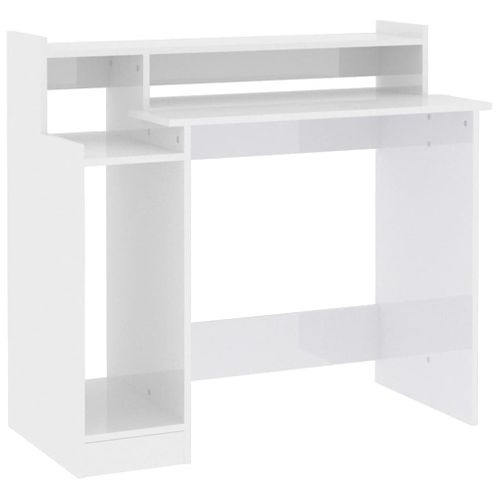 Bureau Table Poste De Travail Meuble D'ordinateur Informatique Étude Lumières LED Brillant