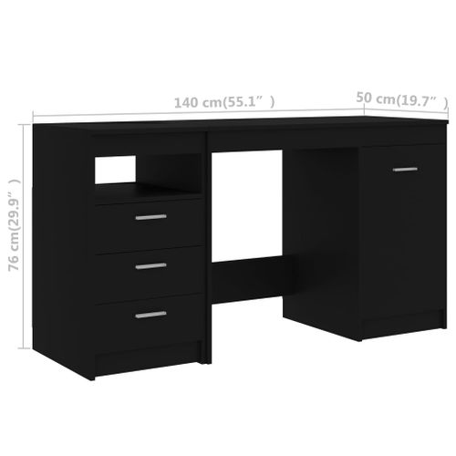 Bureau Table Poste De Travail Meuble D'ordinateur Informatique Étude 140 X 50 X 76 Cm Bois