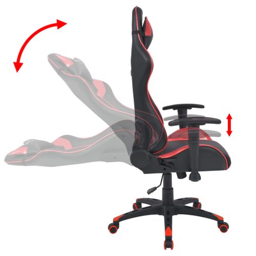 Chaise Fauteuil Siège De Bureau Informatique Étude Inclinable Cuir Artificiel Rouge 0