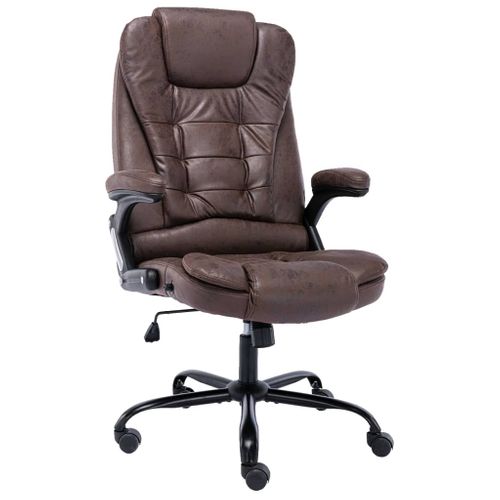 Chaise Fauteuil Siège De Bureau Informatique Étude Foncé Simili Daim Brun 02_0024
