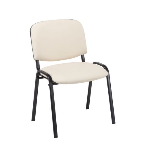 Chaise Visiteur Assise Rembourrée En Synthétique Crème Bur10072