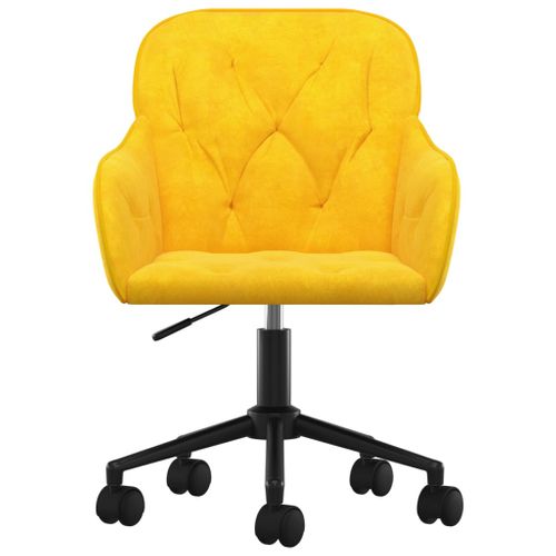 Chaise Fauteuil Siège Pivotante De Bureau Informatique Étude Jaune Velours Jaune 02_0