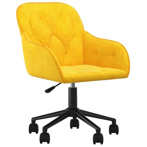 Chaise Fauteuil Siège Pivotante De Bureau Informatique Étude Jaune Velours Jaune 02_0